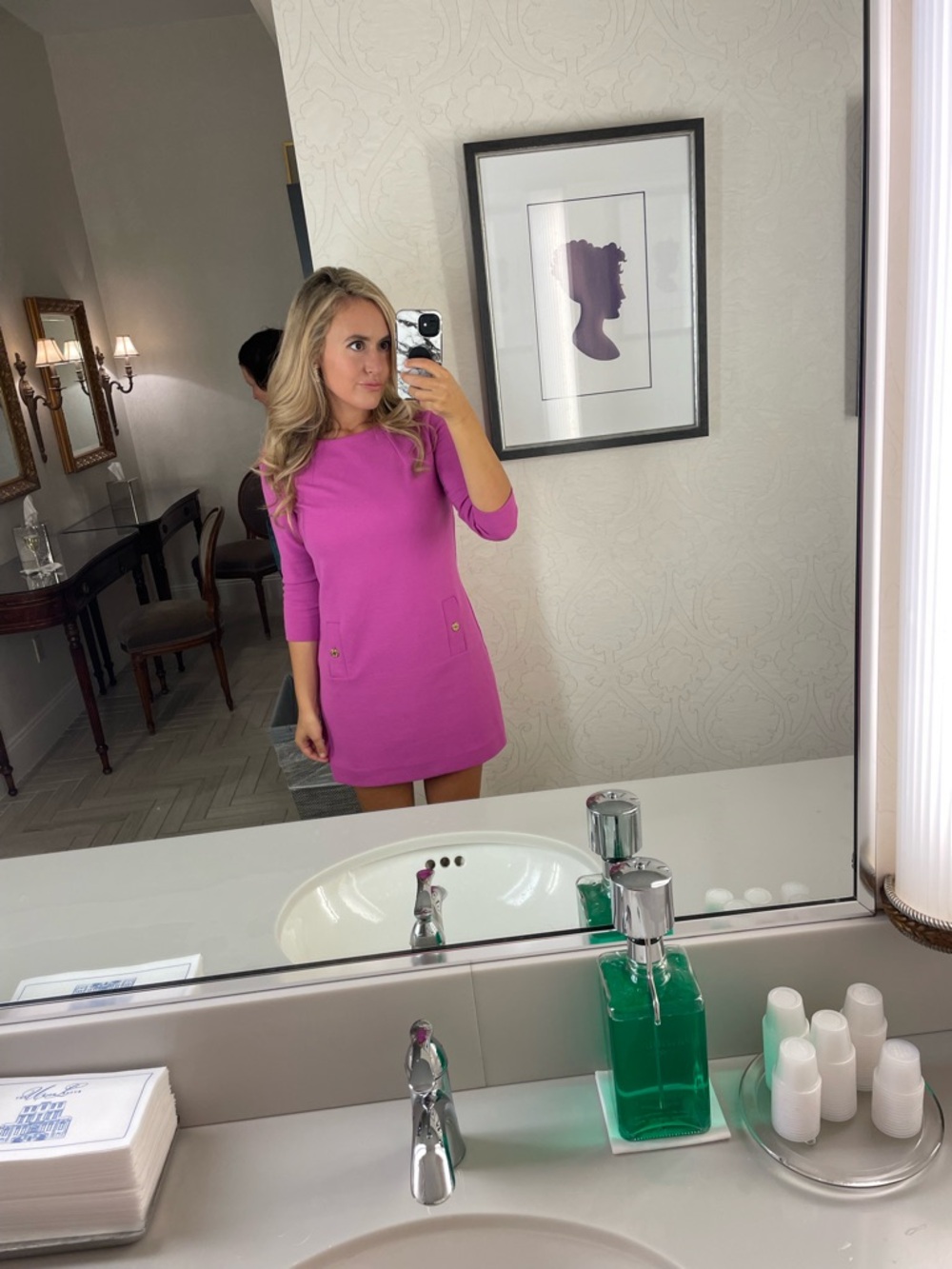 Lilly Pulitzer Pink Three-Quarter Sleeve Shift Dress - Picture 2 of 3
